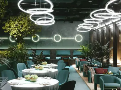 Light Luxury Restaurant 3D model