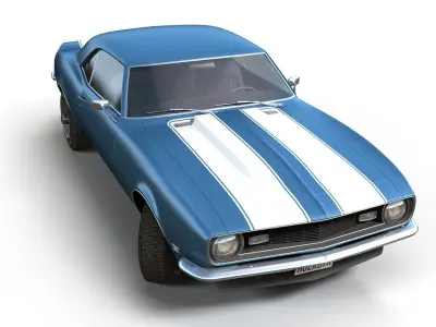 American generic muscle car Low-poly 3D model