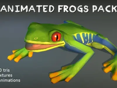 Animated Frogs Pack Low-poly 3D model