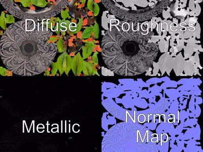 Intricate Floral Planter model pack Low-poly 3D model