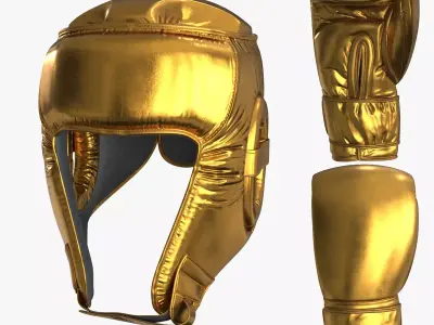 3D model Boxing Gloves Head Guard Collection Low-poly 3D model