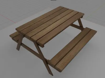 Realistic Wooden Picnic Table 3D Model PBR Textured Low-poly 3D model