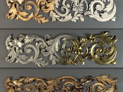 Ornament001 gold ornate wall plaque 3D model