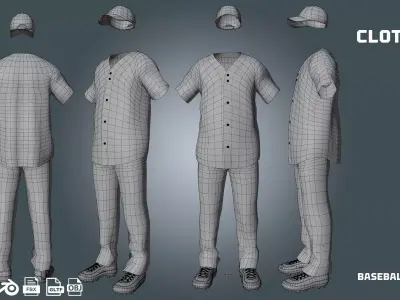 baseball jersey 1 - clothyfic outfit Low-poly 3D model