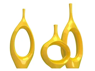 Decor Tabletop Hollowed Vases yellow 3D model