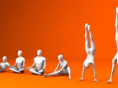 6 Training Lowpoly People Minimalist Low-poly 3D model