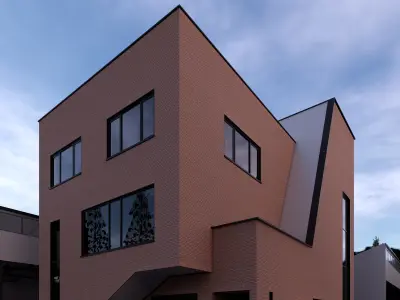 Factory and administration Building  Low-poly 3D model