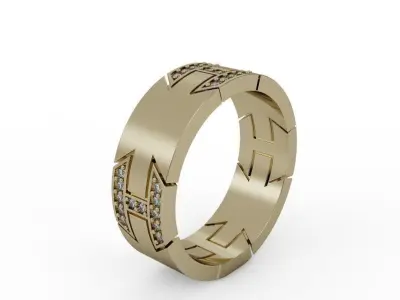 Gold ring 3D print model 15