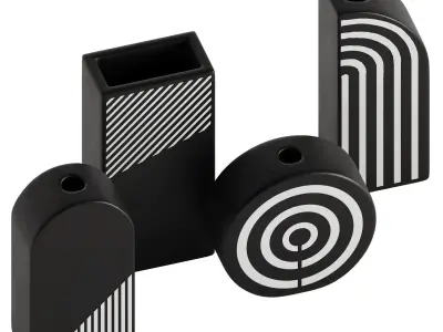 Black and white striped ceramic vase 3D model
