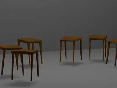 Table and stool Free low-poly 3D model