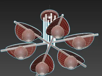 Kernel-2366-6P modern brass chandelier with six glass balls 3D model