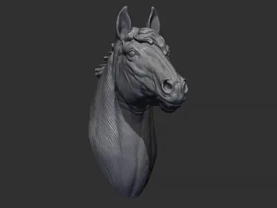 Horse with a mane 3D print model