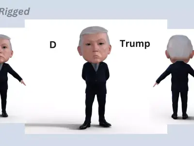 Donald Trump Bubble head Rigged Low-poly 3D model