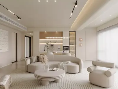 Modern living room dining room interior scenes 306 3D model