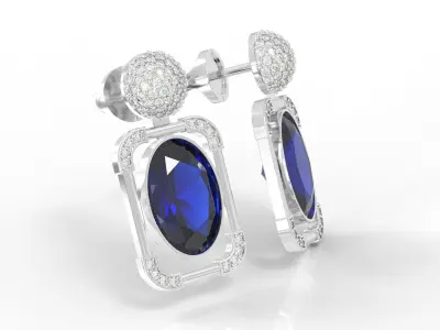  earrings with big stone 3D print model