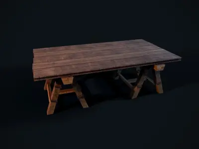 Wooden Table Low-poly 3D model buy