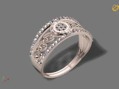 Womens Diamond Signet Ring Women Rings 3dmodels 3D print model 3D print model 62