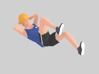 Bicycle Crunch  Exercise Woman Animation Low-poly 3D model