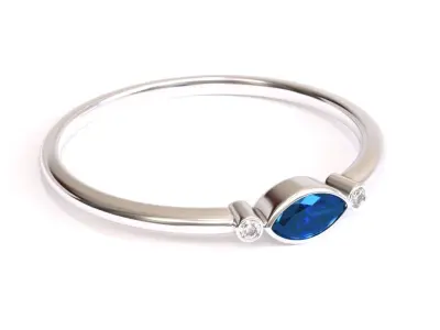 Delicate Three Diamond ring with  Marquise  Diamond 3D print model