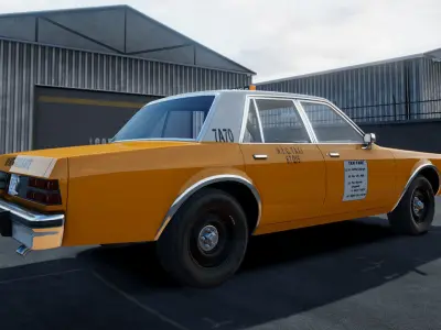 80s Yellow Taxi unity asset Low-poly 3D model