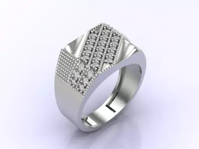 Print Ready STL 3DM  Gents Rings Diamond Men Ring  3D print model 22