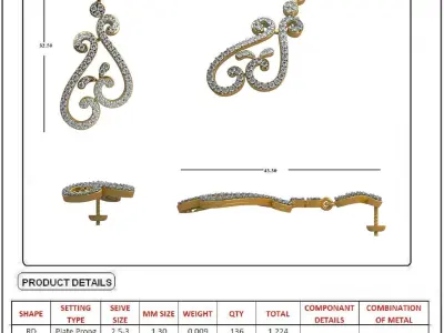 Women Earring 3DM STL OBJ FBX Render Details 3D print model purchase
