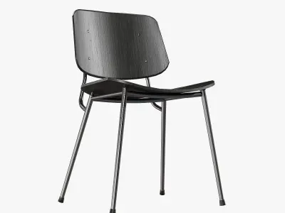 Soborg Metal Base Chair-Black lacquered and Chromed Low-poly 3D model