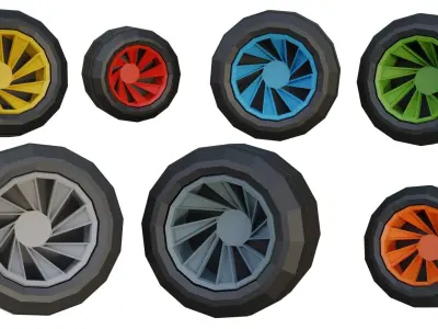 Low Poly Wheels Pack Low-poly 3D model