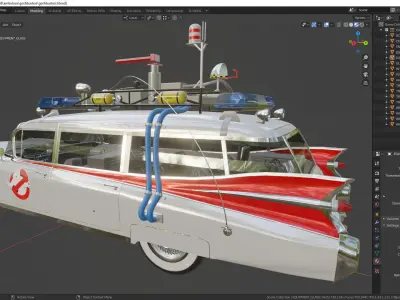 Goshtbusters Ecto-1 Wagon vehicle cadillac 1959 3D model