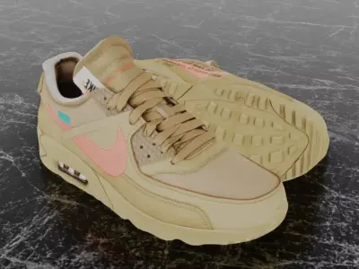 OFF WHITE X NIKE AIR MAX 90 THEN TEN 3D SHOES Low-poly 3D model