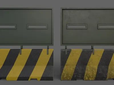 PBR Concrete Roadblock Barrier V2 Low-poly 3D model