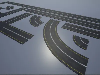 Modular Highway Road PBR  Low-poly 3D model