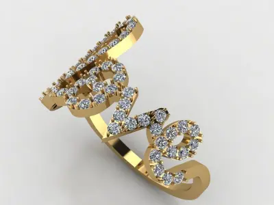 Love Ring with Diamonds  3D print model