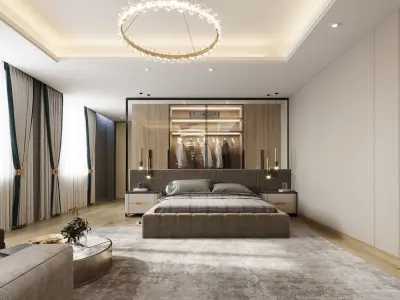 Luxury Modern Master bedroom With dressing 3D model