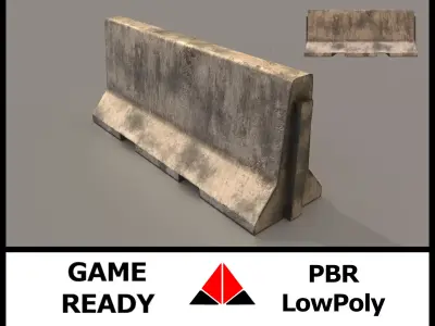 Concrete barrier Low-poly 3D model
