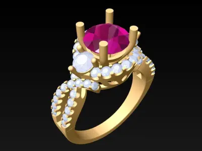 Diamond Ring - Womens Rings - N2396 3D print model