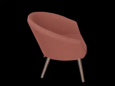 Ditzel Lounge Chair-fabric red Low-poly 3D model