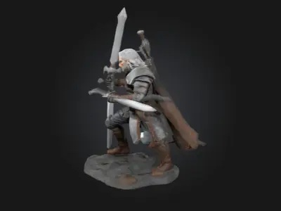 Geralt of Rivia 3D Printable Statue  Highly Detailed Witcher  3D print model