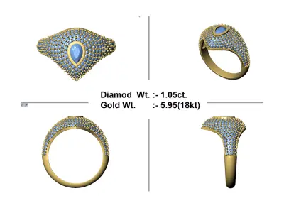 pear shape Diamond Ring  3D print model