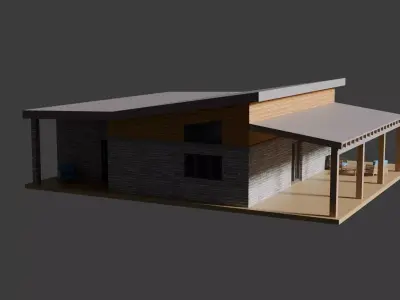 Mini modern house Free low-poly 3D model
