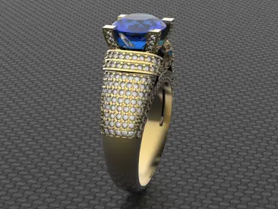 Engagement Ring with diamond  3D print model