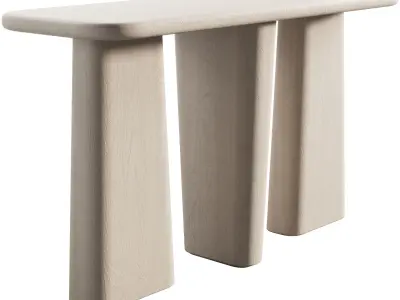 135 Kalle Sculptural Oak Console japandi style 3 colors 3D model