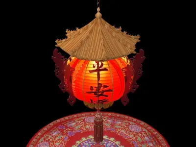Chinese red lantern  3D model shop