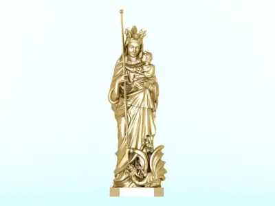 Mother Mary holding  jesus - Mother Mary With Baby Jesus   3D print model
