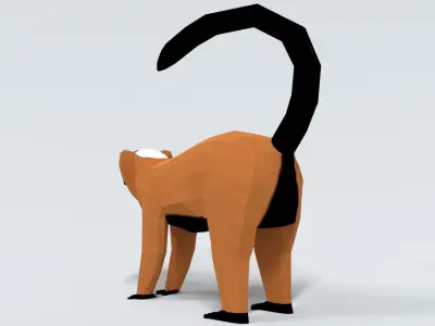 Low Poly Cartoon Red Ruffed Lemur Low-poly 3D model