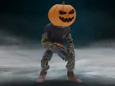 Pumpkin Head Low-poly 3D model