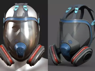 Gas mask protection futuristic technology fantasy  Low-poly 3D model