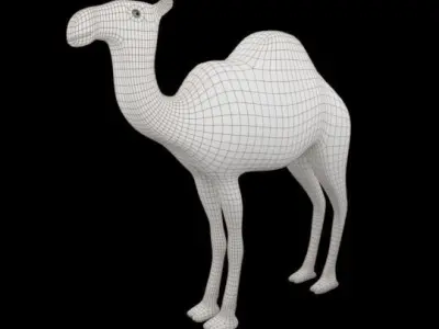 Camel cartoon in desert 3D model