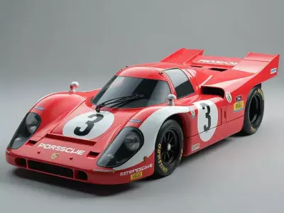 Vintage Red Porsche Style Race Car 3D Model Low-poly 3D model