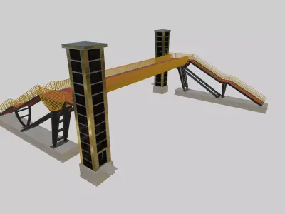 Steel Pedestrian Bridge-Elevator-Oblique Cone Column Type-25 3D model